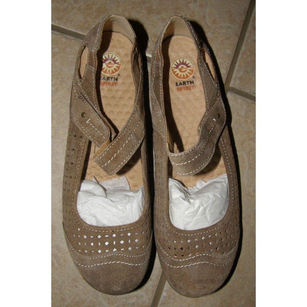 EARTH SPIRIT Women Sz 10 Brown Soft Suede Leather NORTH PORT Mary Jane Shoes NEW